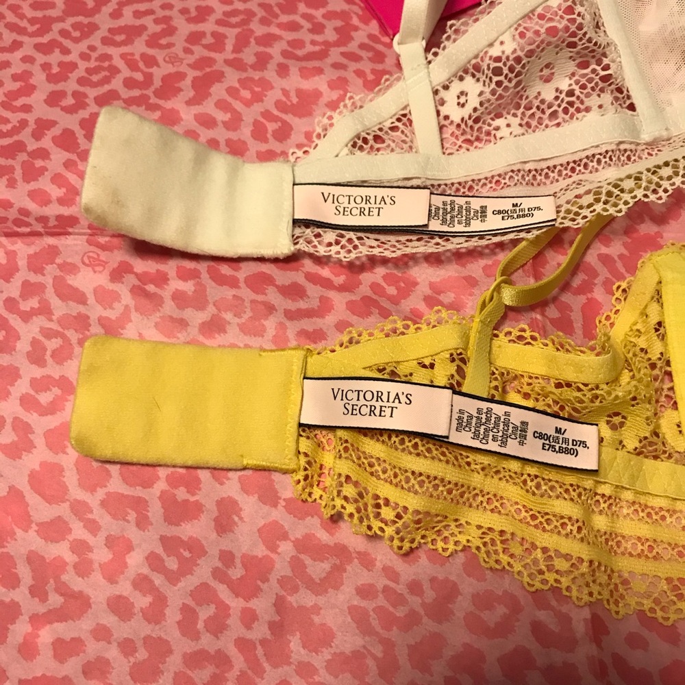 Victoria's Secret Bralette Lace Bundle Yellow White Size Medium - Picture 10 of 10
